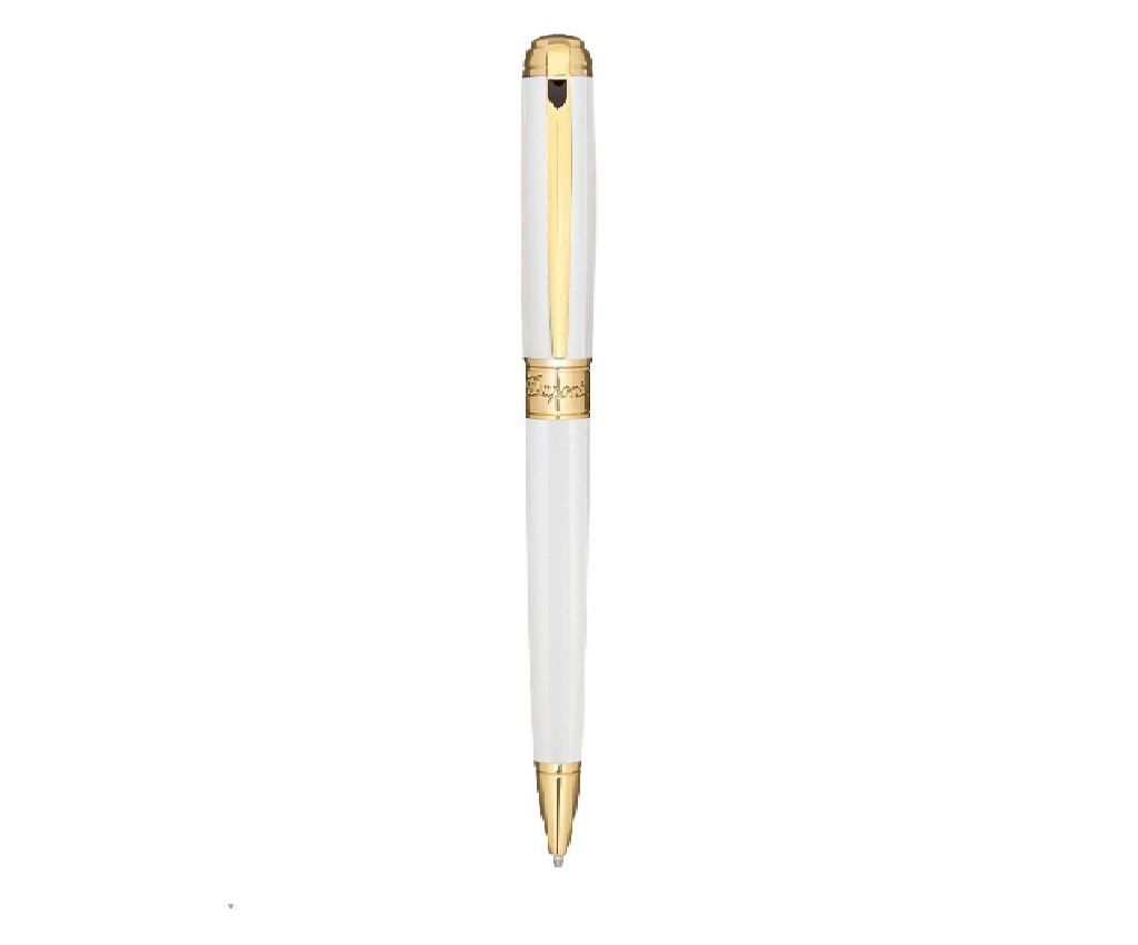 Line D Medium Pearly White &amp; Yellow Gold Ballpoint Point Pen